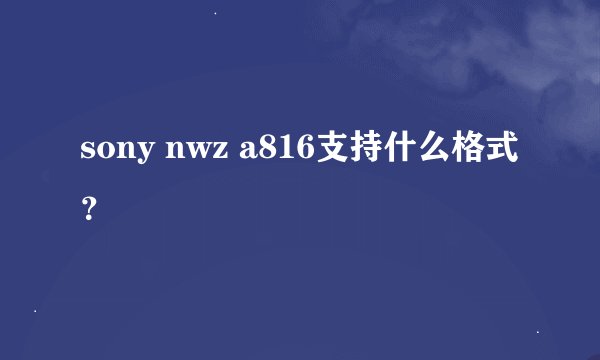 sony nwz a816支持什么格式？