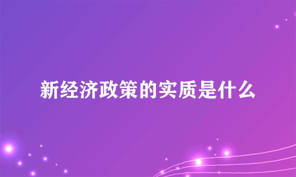 新经济政策的实质是什么