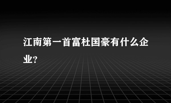 江南第一首富杜国豪有什么企业？