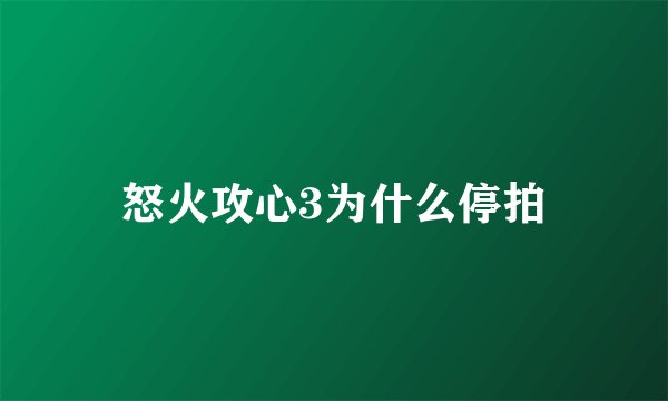 怒火攻心3为什么停拍