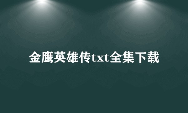 金鹰英雄传txt全集下载