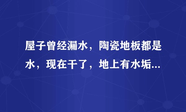 屋子曾经漏水，陶瓷地板都是水，现在干了，地上有水垢和水痕，怎么去掉？