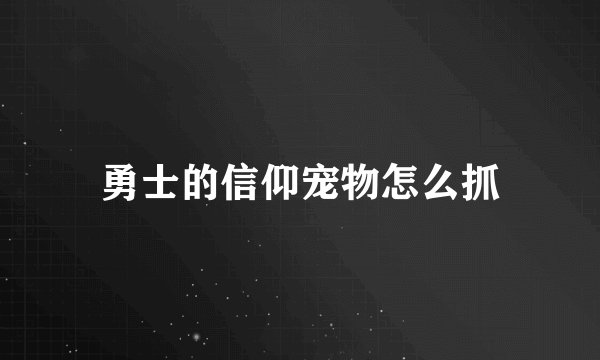 勇士的信仰宠物怎么抓