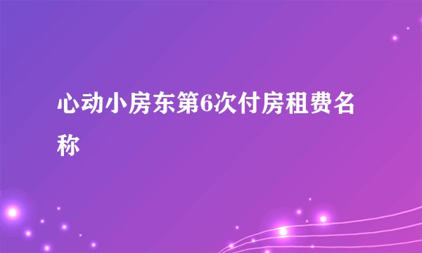心动小房东第6次付房租费名称