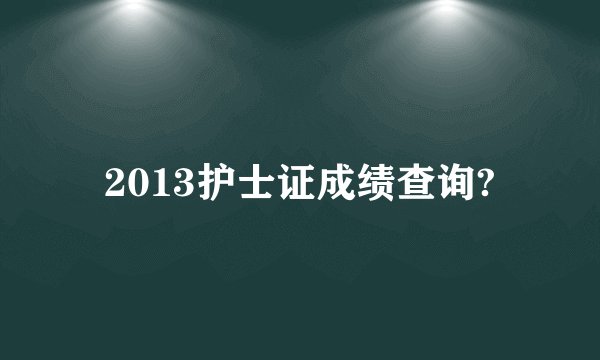 2013护士证成绩查询?