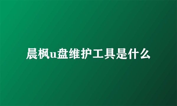晨枫u盘维护工具是什么