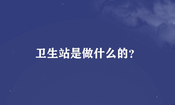 卫生站是做什么的？
