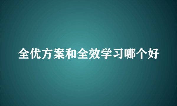全优方案和全效学习哪个好
