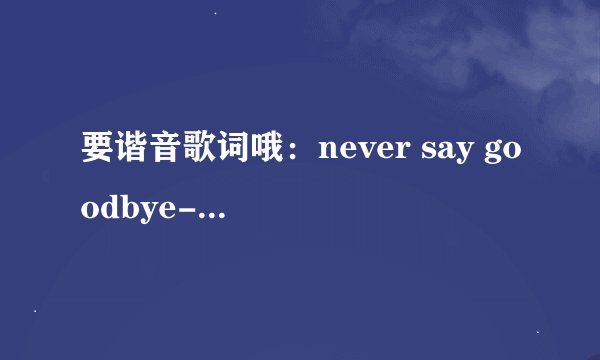 要谐音歌词哦：never say goodbye-babyvox re歌曲