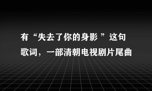 有“失去了你的身影 ”这句歌词，一部清朝电视剧片尾曲