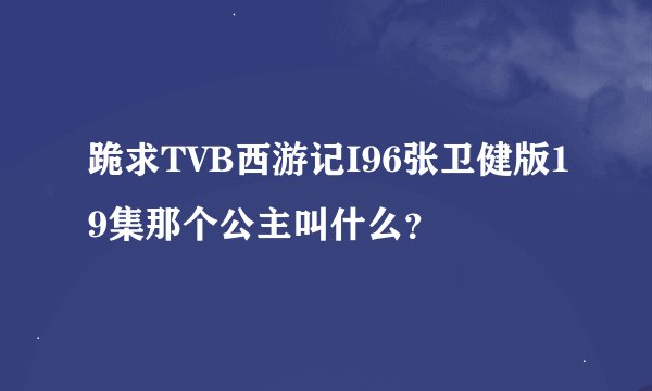 跪求TVB西游记I96张卫健版19集那个公主叫什么？