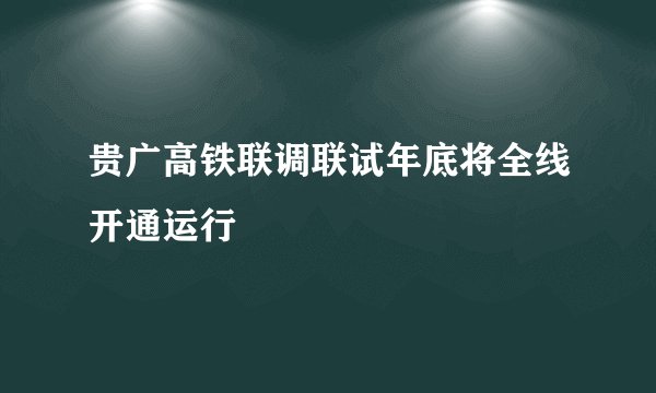 贵广高铁联调联试年底将全线开通运行