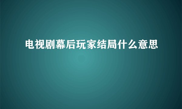电视剧幕后玩家结局什么意思