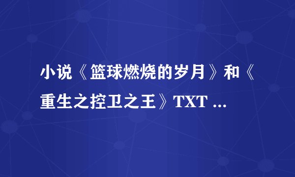 小说《篮球燃烧的岁月》和《重生之控卫之王》TXT 格式怎么下载