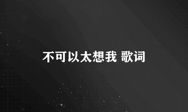 不可以太想我 歌词