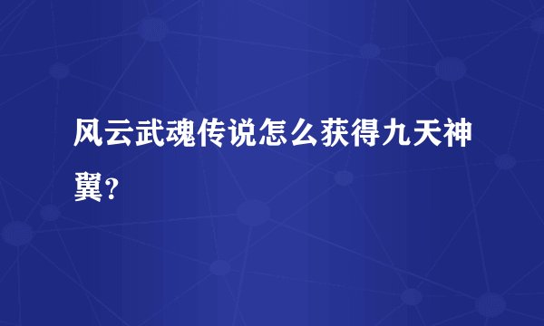 风云武魂传说怎么获得九天神翼？