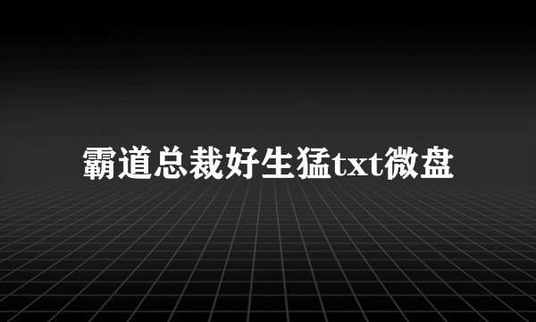 霸道总裁好生猛txt微盘