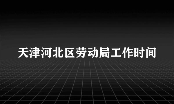 天津河北区劳动局工作时间