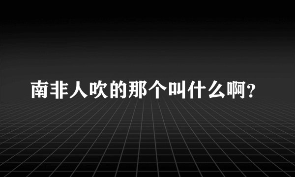 南非人吹的那个叫什么啊？