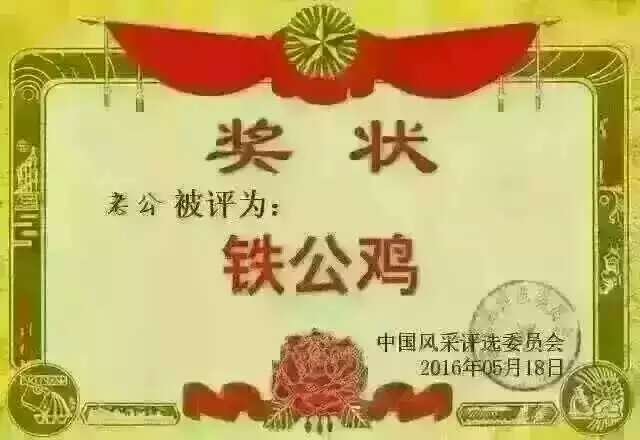 520铁公鸡奖状