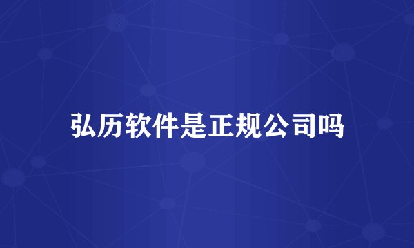 弘历软件是正规公司吗