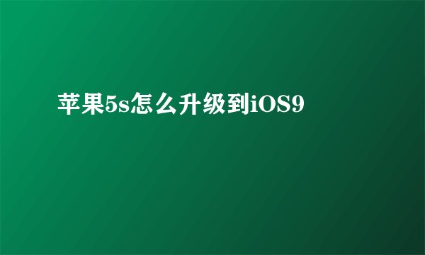 苹果5s怎么升级到iOS9