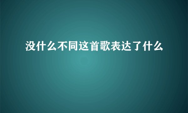 没什么不同这首歌表达了什么