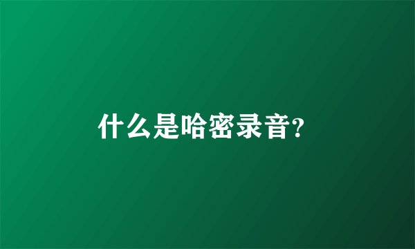 什么是哈密录音？