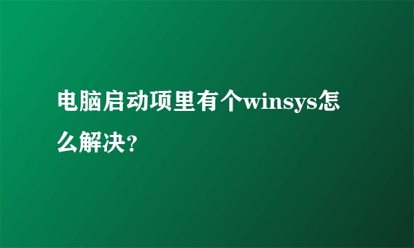 电脑启动项里有个winsys怎么解决?