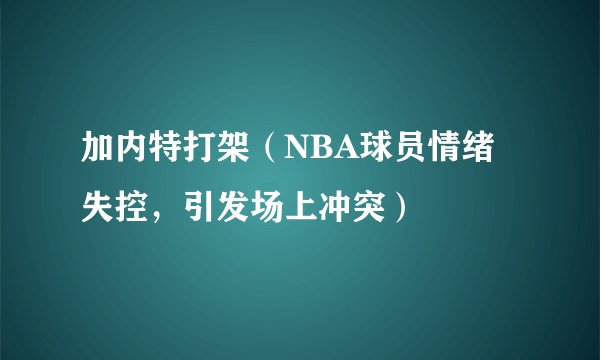 加内特打架（NBA球员情绪失控，引发场上冲突）