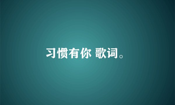 习惯有你 歌词。