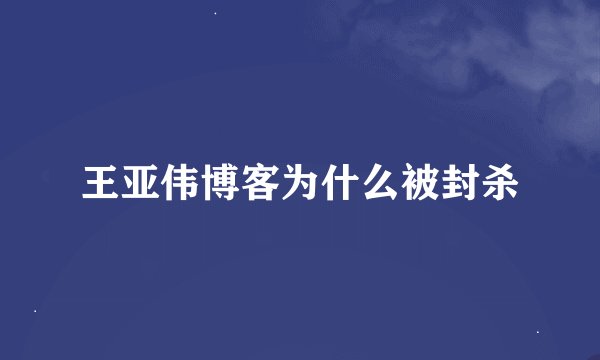 王亚伟博客为什么被封杀