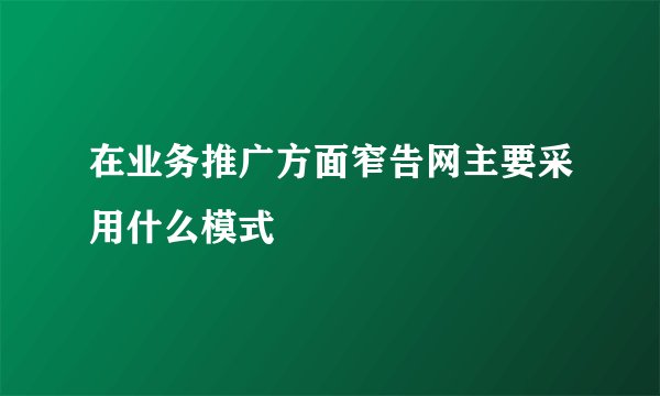 在业务推广方面窄告网主要采用什么模式