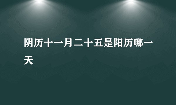 阴历十一月二十五是阳历哪一天