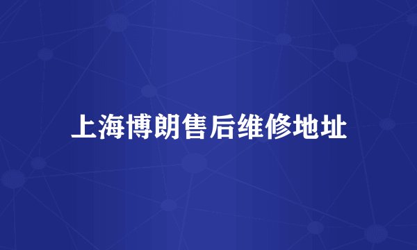 上海博朗售后维修地址