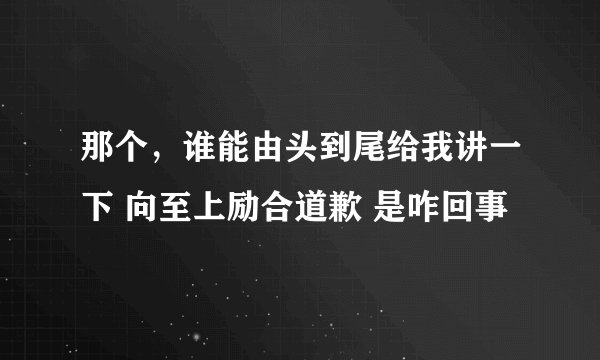 那个，谁能由头到尾给我讲一下 向至上励合道歉 是咋回事