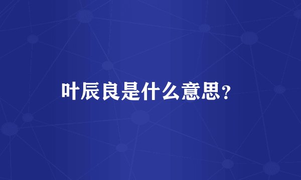 叶辰良是什么意思？