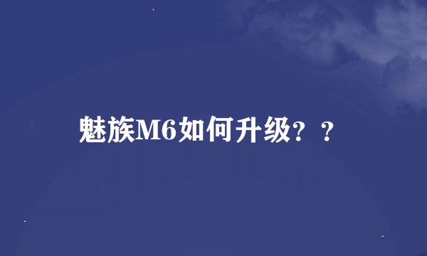 魅族M6如何升级？？