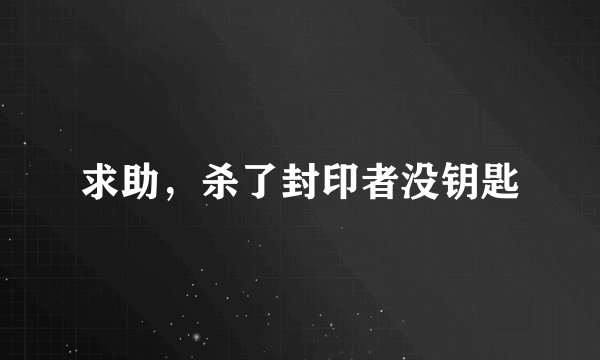 求助，杀了封印者没钥匙