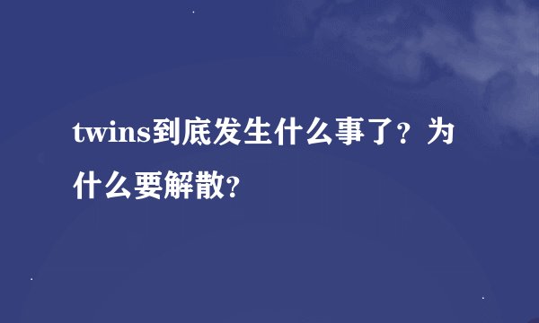 twins到底发生什么事了？为什么要解散？