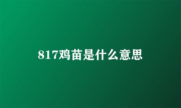 817鸡苗是什么意思