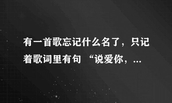 有一首歌忘记什么名了，只记着歌词里有句 “说爱你，说爱我......”，知道的高手告诉一下