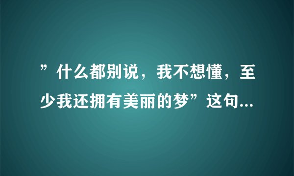 ”什么都别说，我不想懂，至少我还拥有美丽的梦”这句歌词是哪首歌？谢谢