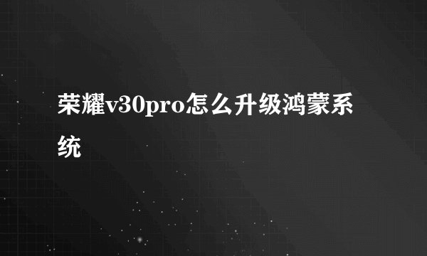 荣耀v30pro怎么升级鸿蒙系统