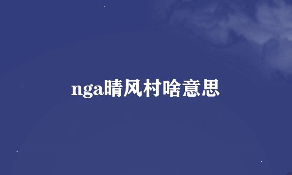 nga晴风村啥意思