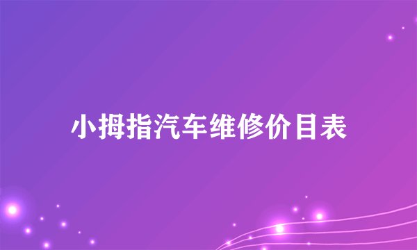 小拇指汽车维修价目表