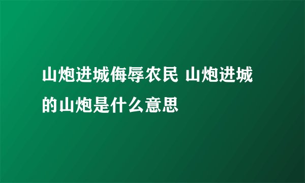 山炮进城侮辱农民 山炮进城的山炮是什么意思