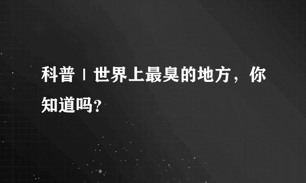 科普｜世界上最臭的地方，你知道吗？