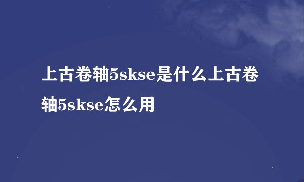 上古卷轴5skse是什么上古卷轴5skse怎么用