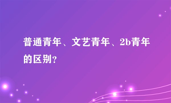 普通青年、文艺青年、2b青年的区别？
